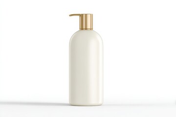 Elegant off-white pump bottle with a gold top.