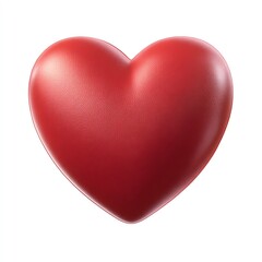 A Matte Red Heart, Smoothly Rendered Against a Pure White Background. A Symbol of Love and Affection.