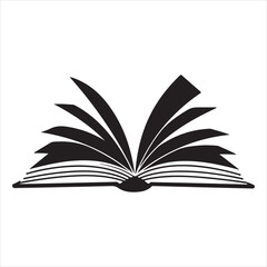 Open Book Silhouette Vector Illustration