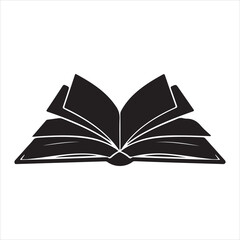 Open Book Silhouette Vector Illustration