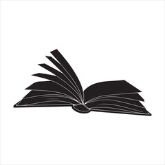 Open Book Silhouette Vector Illustration