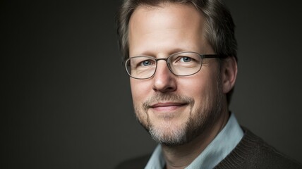 Obraz premium Portrait Of A Man With Glasses In Dark Background