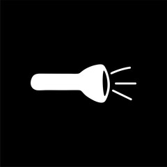 Flashlight Icon with Light Beams on Black Background

