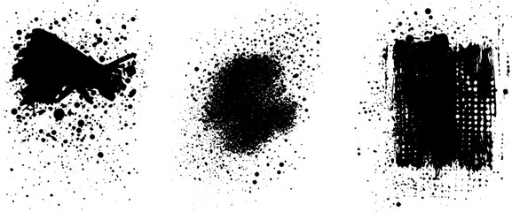 Ink Splatter Grunge Texture Set, Distressed Spray, Halftone, and Brush Stamp Elements for Graphic Design
