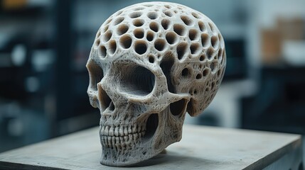 3D printed skull, intricate design