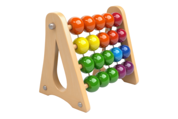 Colorful abacus toy isolated on transparent background