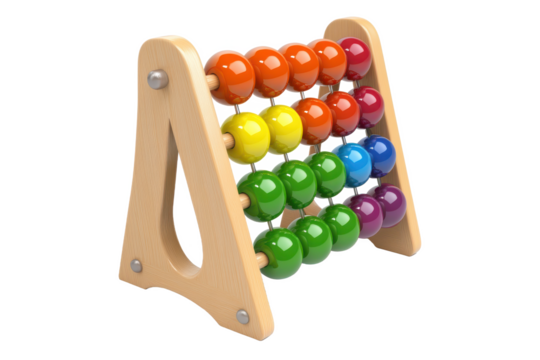 Colorful abacus toy isolated on transparent background