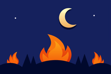 night sky with moon and stars