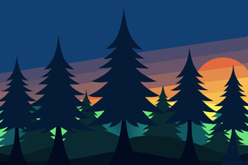Obraz premium vector illustration of a forest