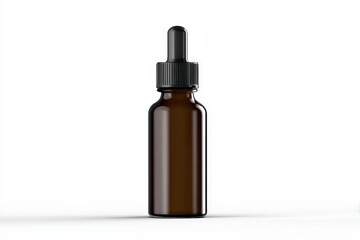 Fototapeta premium Amber glass bottle with a dropper top. Perfect for essential oils or serums.