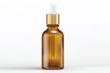 Fototapeta premium Amber glass bottle with a dropper. Perfect for essential oils or serums.