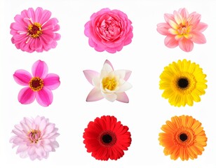 Set of different beautiful flowers on white background. Banner design