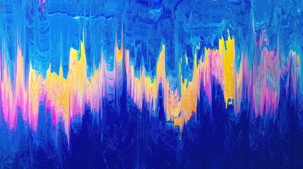 Naklejka premium Vibrant Abstract Painting with Blue and Yellow Brushstrokes