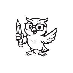 baby owl mascot holding pencil