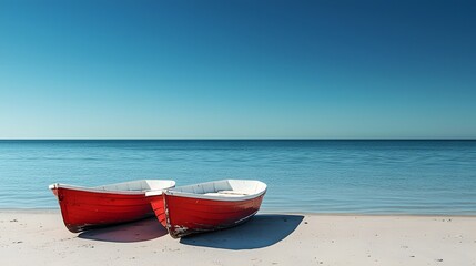 Naklejka premium Tranquil Coastal Fishing Boats