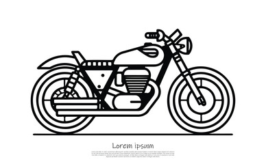 Black outline Motorbike icon, motorcycle silhouette symbol isolated on white design