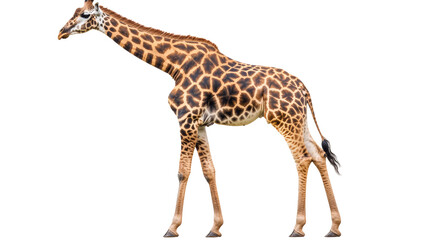 Fototapeta premium African giraffe isolated on white background. Side view. 