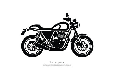 Fototapeta premium Monochrome Motorbike Silhouette Classic Motorcycle on White Backdrop