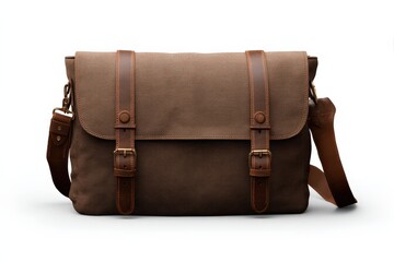 Stylish brown canvas messenger bag with leather accents. Perfect for everyday carry.