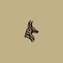 Abstract Anubis logo in mystical and geometric design.