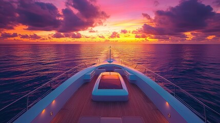 Obraz premium Luxurious yacht at breathtaking sunset over calm ocean