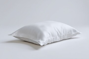 Soft white pillow on a white background. Luxurious and smooth texture.