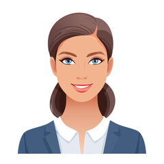 Flat Vector. Portrait of only one Woman. Simple Background.