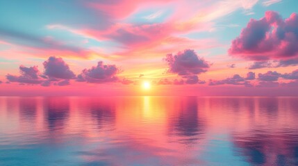 Naklejka premium Sunset over calm water