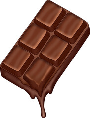 Melted and flowing chocolate bar