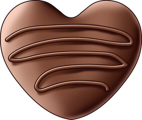 Heart-shaped dark chocolate decorated with choco cream