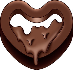 Heart-shaped chocolate bonbons with syrup dripping down them