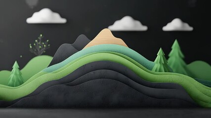 Layered mountain landscape - Powered by Adobe