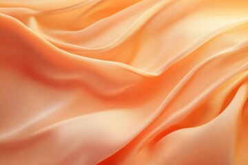 Fototapeta premium Peachy silk drapes in soft, flowing folds. A rich, smooth fabric with gentle light reflecting across its surface, creating a warm and luxurious look