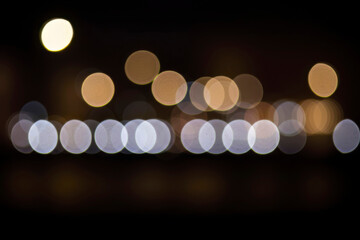 Abstract Night City Lights Bokeh Background Warm and Cool Tones