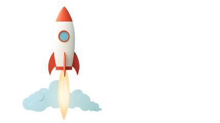 Clean Rocket Launch with Blue Window and Red Fins on Transparent Background