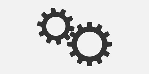 Metal gears and cogs vector. Gear icon flat design. Mechanism wheels logo. Cogwheel concept template.