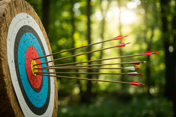 Archery Target Arrows Nature Background Success Achievement Goals