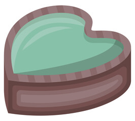 Heart-shaped chocolate filled with mint cream