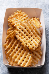 rustic  golden waffle crosscut potatoes