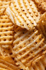 rustic  golden waffle crosscut potatoes
