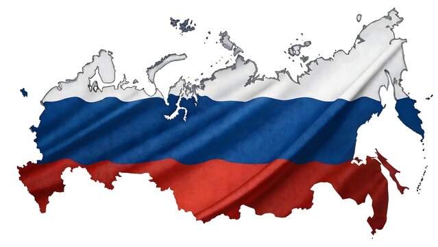 russia flag on map