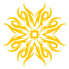 Abstract yellow floral design with intricate swirls and curves, ideal for backgrounds or decorative use