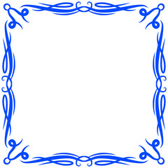 Ornate blue decorative frame with intricate swirls, suitable for invitations or artistic displays