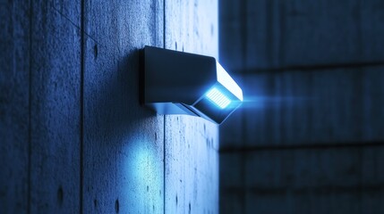 Modern security camera mounted on a textured concrete wall