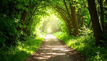 Obraz premium 新緑の森林トンネル