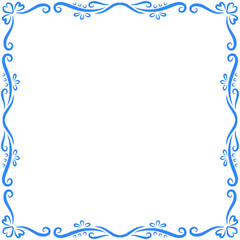 Decorative blue floral border design on a white background, suitable for invitations or stationery