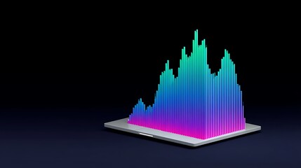 Obraz premium Data Surge 3D Graph on Laptop with Tech Growth.