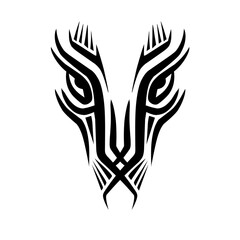 Intricate tribal wolf design featuring sharp lines and symmetrical patterns for artistic use