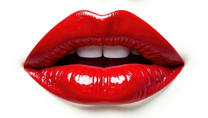 Bold red lipstick smear, stark white background, red lipstick, color