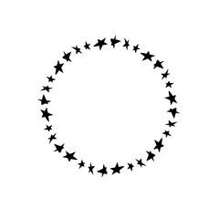 Circular arrangement of stars on a white background, perfect for festive decorations or graphics